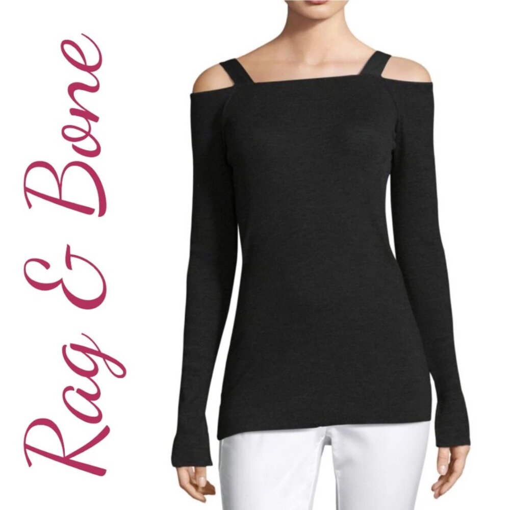 rag & bone Black Off-the-Shoulder Long Sleeve Sweater